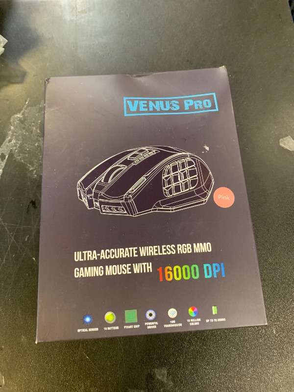 Photo 1 of UtechSmart Venus Pro Wireless MMO Gaming Mouse, 16,000 DPI Optical Sensor, Wired/Wireless Dual Modes, 16M Chroma RGB Lighting, 16 Programmable Buttons, Ergonomic Design, Up to 70H, Pink