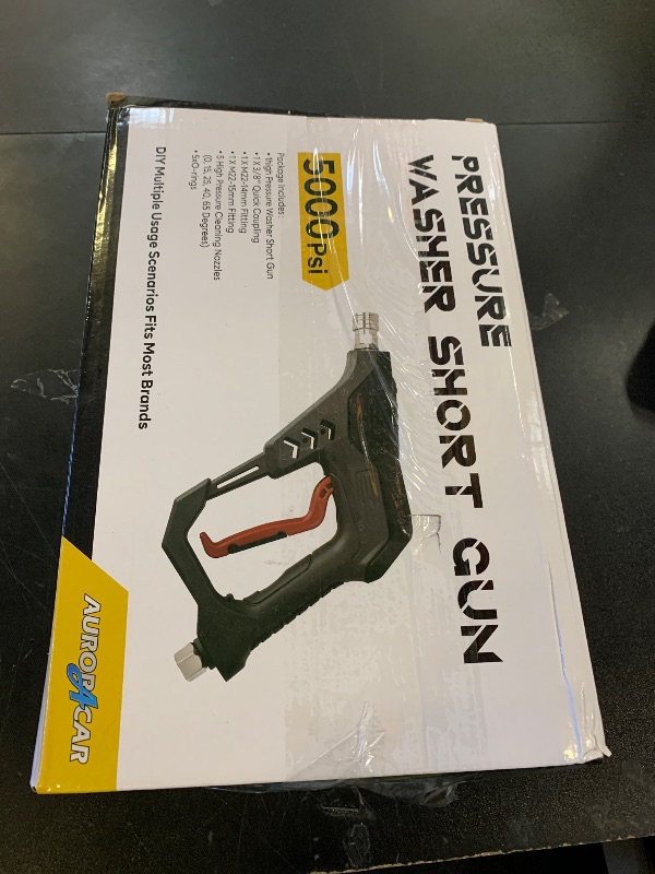 Photo 1 of AURORA CAR Pressure Washer Short Gun, Commercial 5000 PSI 12 GPM 5 Spray Nozzle Tips, 3/8" Quick Connect Plug and M22-14/15mm Fittings, Power Washer Gun Compatible with Foam Cannon