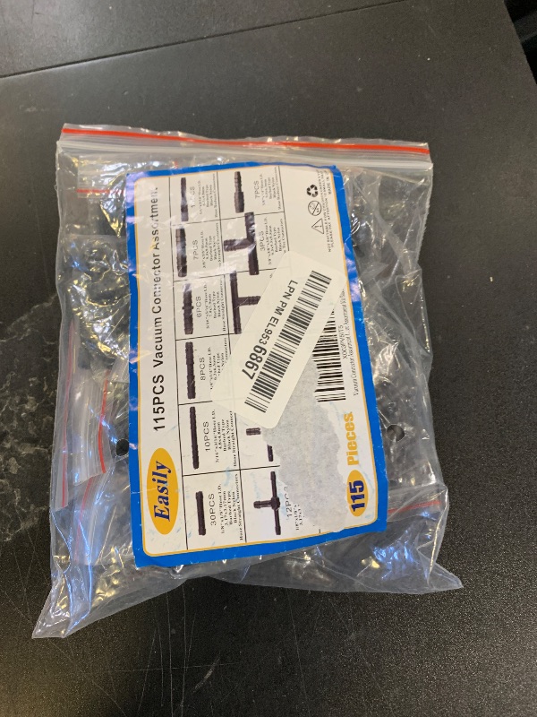 Photo 1 of 115 PCS Vacuum Connector Assortment Heat Resistance 240??460??12 Sizes Automotive Vacuum Tubing Connector Vacuum Tee Connector Assortment Kit (Black,Nylon)