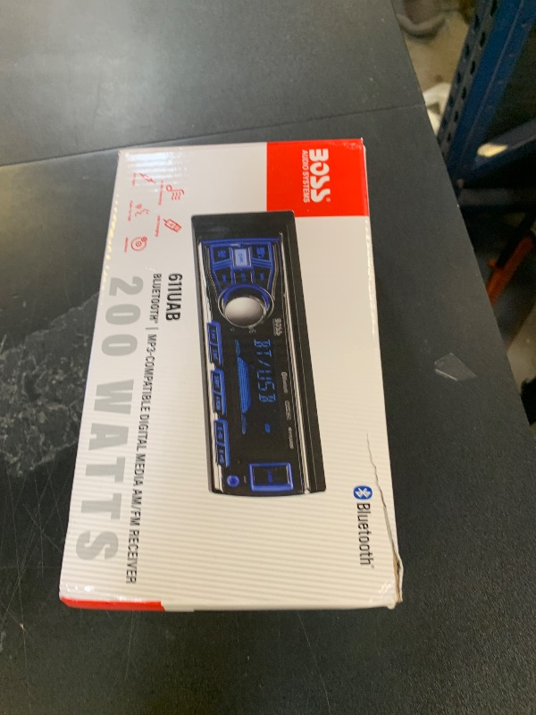 Photo 1 of BOSS Audio Systems 611UAB Car Stereo System - Single Din, Bluetooth Audio and Calling Head Unit, Aux Input, USB, Mechless, No CD DVD Player, AM/FM Radio Receiver