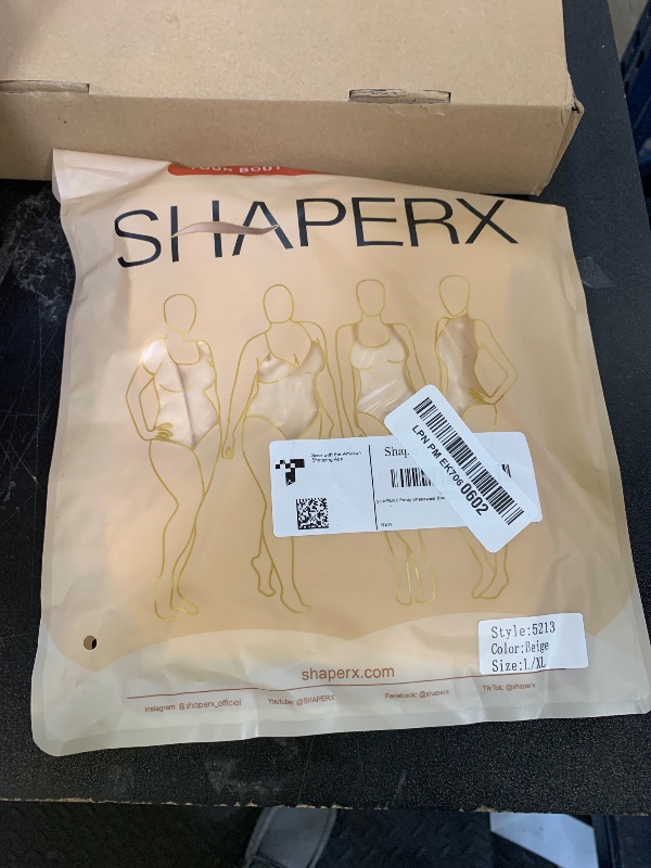 Photo 1 of SHAPERX Women's Shapewear Bodysuit Tummy Control Body Shaper Seamless Sculpting Snatched Waist Body Suit?SZ5213-Beige-L/XL