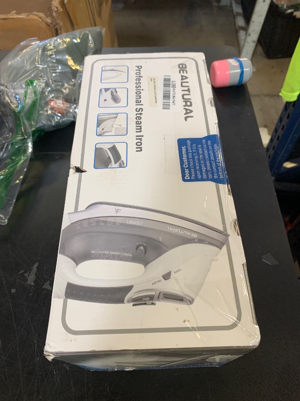 Photo 1 of BEAUTURAL 1800-Watt Steam Iron with Digital LCD Screen, Double-Layer and Ceramic Coated Soleplate, 3-Way Auto-Off, 9 Preset Temperature and Steam Settings for Variable Fabric Gray