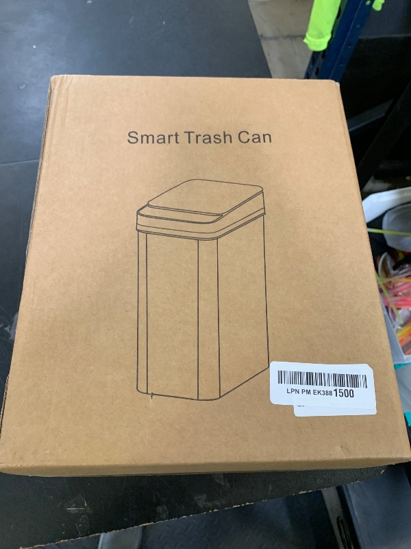 Photo 1 of Yatmung Touchless Bathroom Trash Can - 2.5 Gallon Smart Trash Can Sensor Motion - Skinny Trash Bin with Lid - Electric, Narrow, Plastic, Auto Open - Small Slim Automatic Garbage Can (Black)