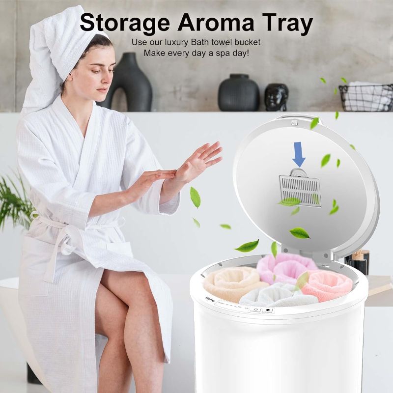Photo 1 of Ultra Large Capacity Towel Warmer Bucket, Rapid Heating with Timer, One-Button Control, Safety Lock, Perfect for Home and Spa
