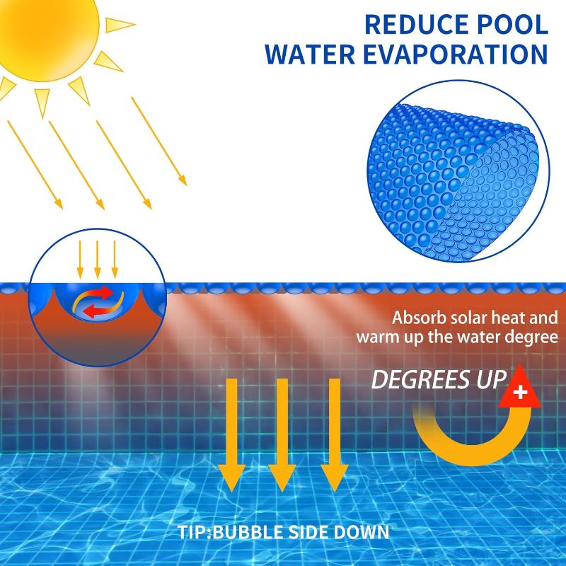 Photo 1 of BigXwell Solar Pool Cover, Blue 16-mil 16 x 32 Foot Rectangle for In-Ground Pools, 1600 Series Heavy-Duty Insulating Pool Heater Covers.