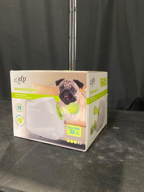 Photo 1 of AFP Automatic Ball Launcher for Dogs Interactive Puppy Pet Ball Indoor Thrower Fetch Machine for Small and Medium Size Dogs, 3 Balls Included (2 inch) Mini