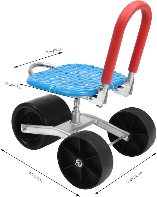 Photo 1 of Garden Cart Rolling Stool Work Seat Cart,Gardening Helper with 3 Wheels, 360° Rotation Stable Workseat Sturdy Cart, Adjustable Seat Height & Direction, for Outdoor Lawn Yard Patio. (Medium)
