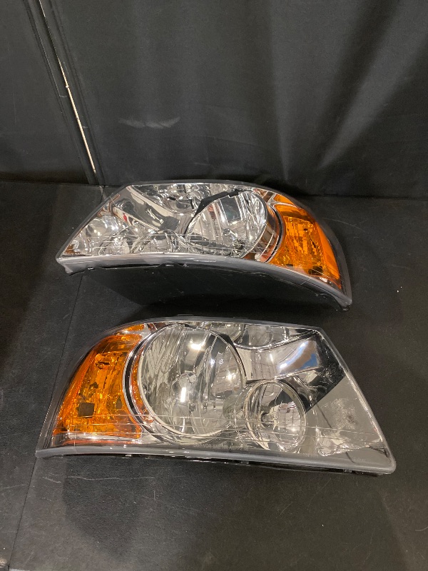Photo 1 of Headlight Assembly with Bulbs Included Compatible with 2003-2006 Ford Expedition Passenger & Driver Side, Chrome Housing with Amber Reflector