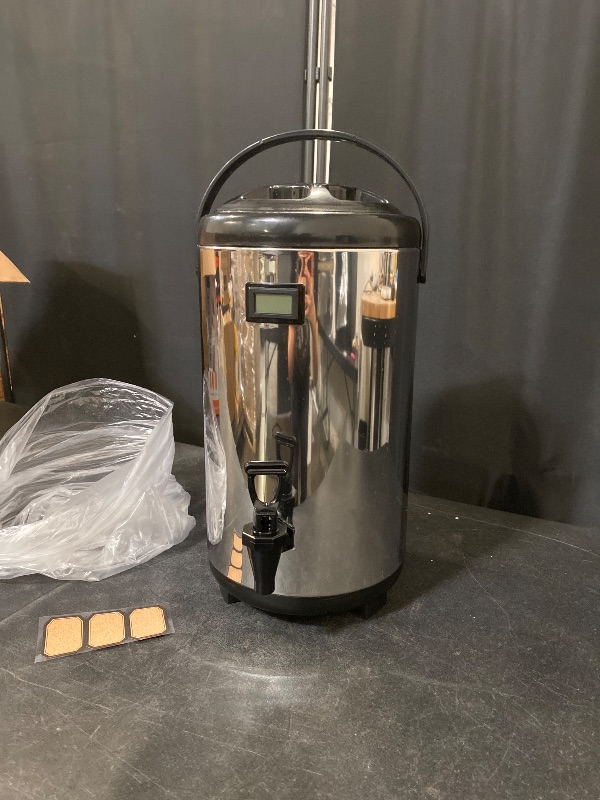 Photo 1 of Insulated Beverage Dispenser,12L/3.2Gal Coffee Dispenser,Tea Dispenser,Coffee Carafe,Thermos Urn,Hot and Cold Drink Dispenser Faucet with thermometer For Hot Tea&Coffee,Cold Milk,Water,Juice(silver)
