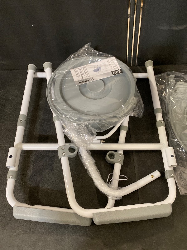 Photo 1 of 3-in-1 Bedside Commode Chair – Steel Folding Frame, 7.5 QT Bucket, 350 lb Weight Capacity, Clip-On Toilet Seat, Bathroom Safety Aid for Seniors, Tool-Free Assembly – Gray