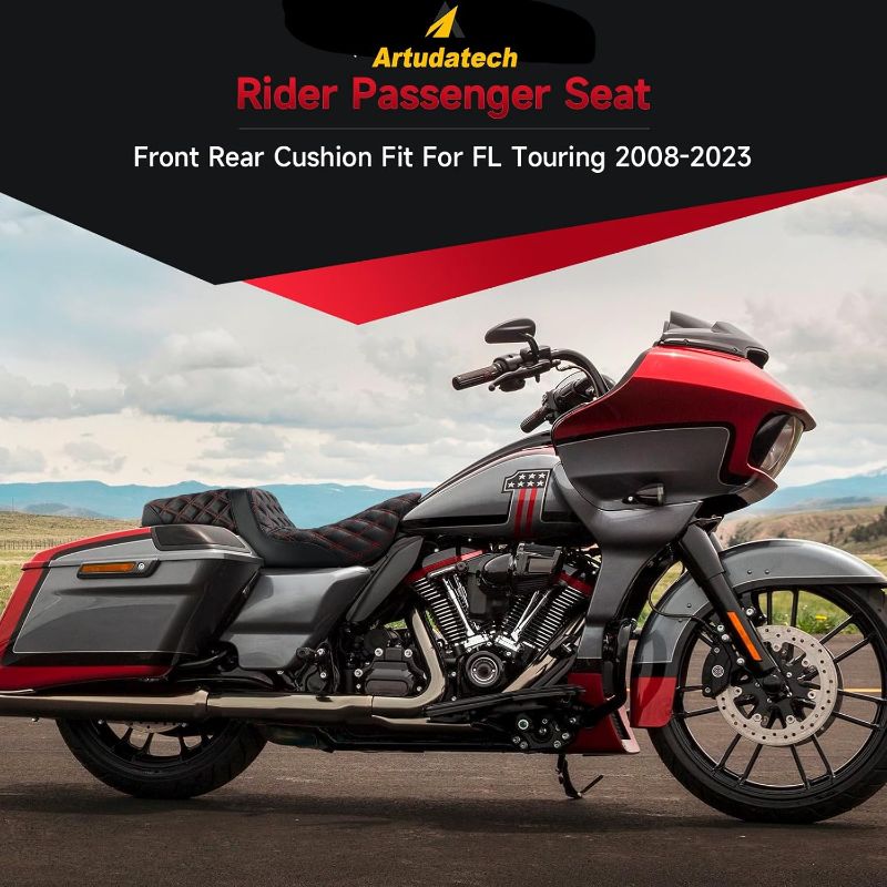 Photo 1 of Artudatech Rider Passenger Seat Front Rear Cushion Red For Harley-Davidson Street Glide EFI FLHX 2008-2023, For Harley Road Glide Special FLTRXS 2015-2023 Road King Special FLHRXS 2017-2023