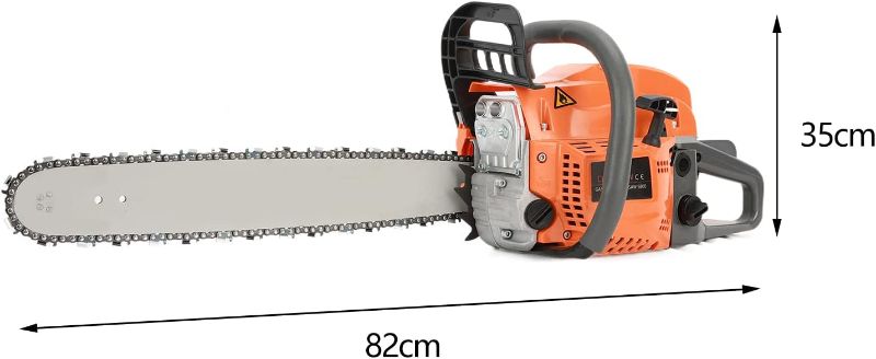 Photo 1 of Gas Chainsaw 20 Inch, 58CC 8500RPM Gas Powered Chainsaw, Multifunctional High Power Chain Saws, Handheld Cutting Wood Chain Saw Logging Machine Garden Supplies (20Inch)
