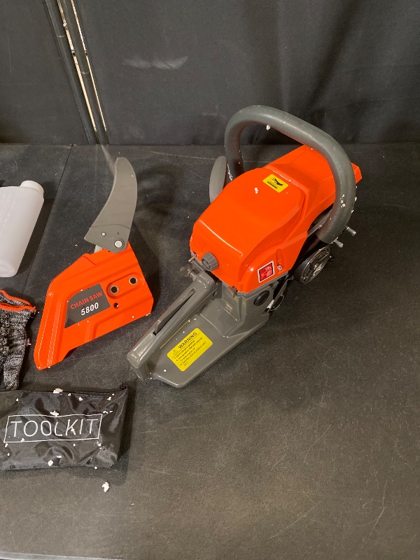 Photo 1 of Gas Chainsaw 20 Inch, 58CC 8500RPM Gas Powered Chainsaw, Multifunctional High Power Chain Saws, Handheld Cutting Wood Chain Saw Logging Machine Garden Supplies (20Inch)