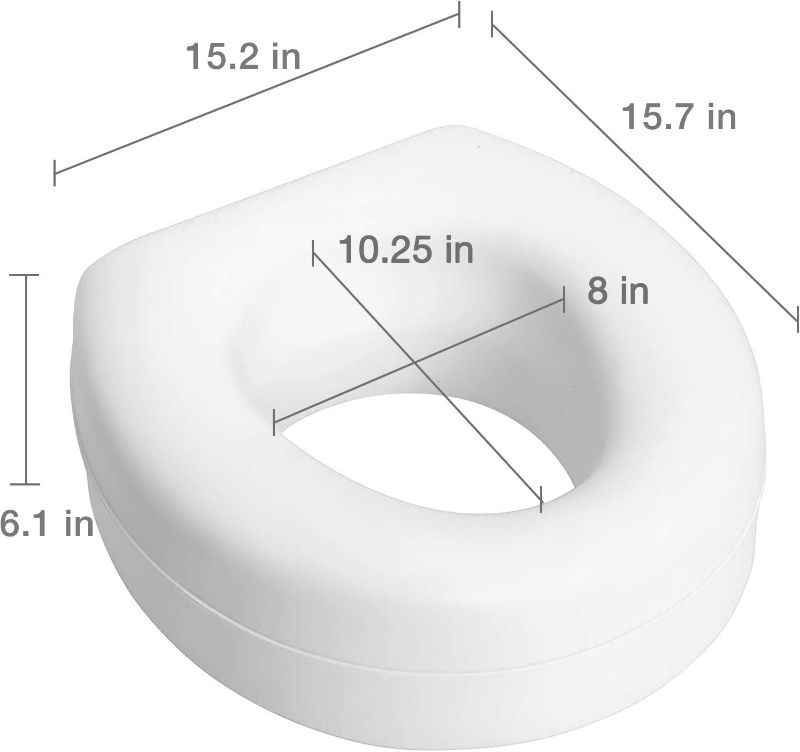Photo 1 of HealthSmart Enhanced Comfort 5" Raised (Round) Toilet Seat Risers for Seniors 5 Slip Resistant Pads FSA/HSA Eligible Padded Toilet Seat Elevation 15.7 x 15.2 x 6.1