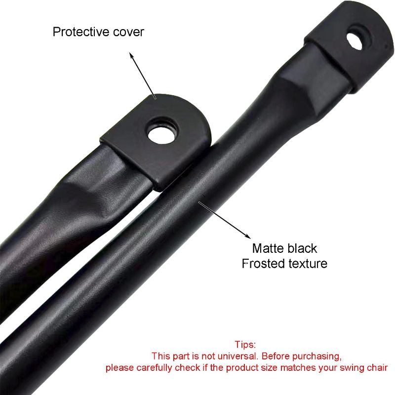 Photo 1 of 42"/106.5cm Garden Swing Replacement Bars, Matte Black Heavy Weight Capacity Metal Round Rods for Hanging Swing Seat to Frame(2PCS/CTN)