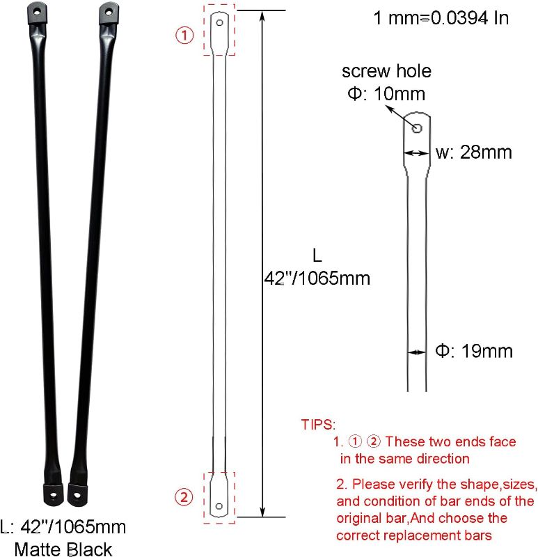 Photo 1 of 42"/106.5cm Garden Swing Replacement Bars, Matte Black Heavy Weight Capacity Metal Round Rods for Hanging Swing Seat to Frame(2PCS/CTN)