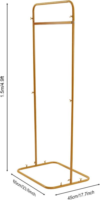 Photo 1 of 5FT Metalic Gold Wedding Sign Stand-Adjustable Backdrop Frame for Welcome Signs, Seating Charts & Guest Lists, Rust-Resistant Geometric Stand with Portable Base