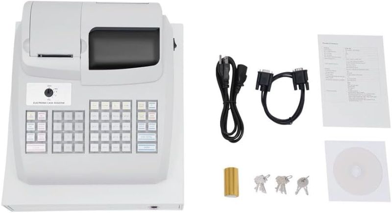 Photo 1 of Electronic Cash Register, POS System Cash Register, Multifunction Cash Register with Thermal Printer, LED Display, 47 Keys 6 Digits, for Small Business/Retail/Restaurant.