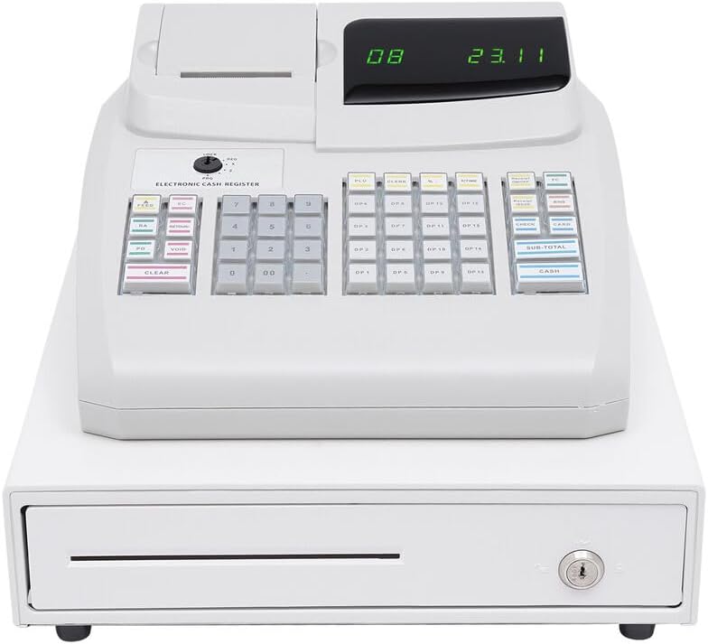 Photo 1 of Electronic Cash Register, POS System Cash Register, Multifunction Cash Register with Thermal Printer, LED Display, 47 Keys 6 Digits, for Small Business/Retail/Restaurant.