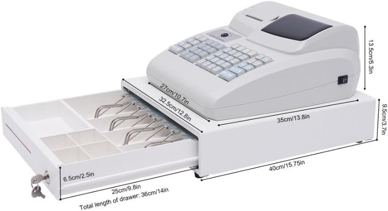 Photo 1 of Electronic Cash Register, POS System Cash Register, Multifunction Cash Register with Thermal Printer, LED Display, 47 Keys 6 Digits, for Small Business/Retail/Restaurant.