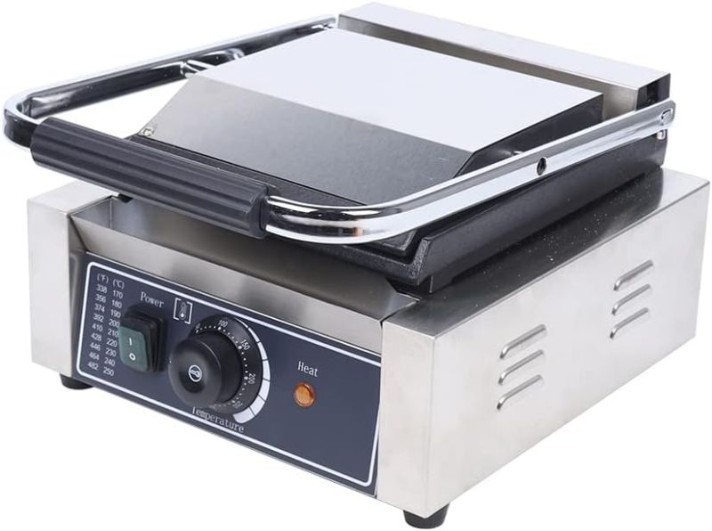 Photo 1 of 1800W Panini Press, Electric Press Sandwich Maker with Egg Bat And Food Clip, 180° Portable Grill Machine for Small Kitchens, Dormitories