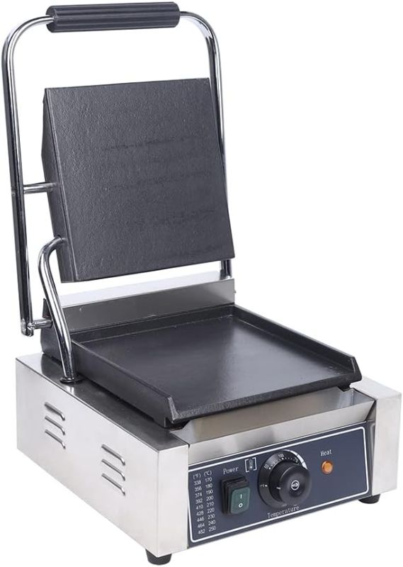 Photo 1 of 1800W Panini Press, Electric Press Sandwich Maker with Egg Bat And Food Clip, 180° Portable Grill Machine for Small Kitchens, Dormitories