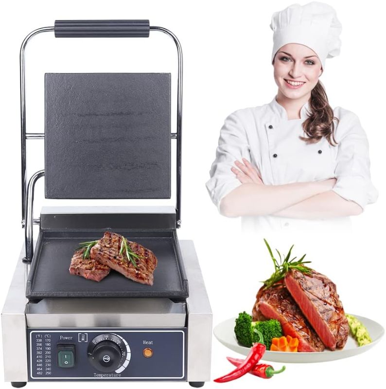 Photo 1 of 1800W Panini Press, Electric Press Sandwich Maker with Egg Bat And Food Clip, 180° Portable Grill Machine for Small Kitchens, Dormitories