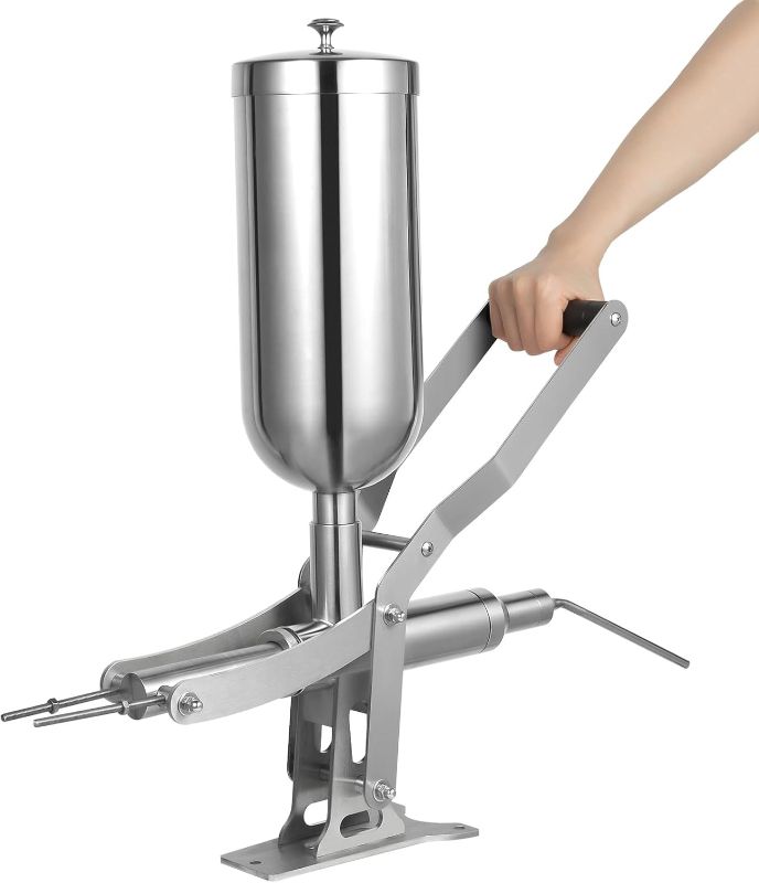 Photo 1 of 5L Manual Stainless Steel Donut Filling Machine, Donut Churros Jelly Filling Machine, Paste/Liquids Infusing Machine with 1 Long Nozzle & 3 Short Nozzles, for Kitchens Bakeries Restaurants Cafes
