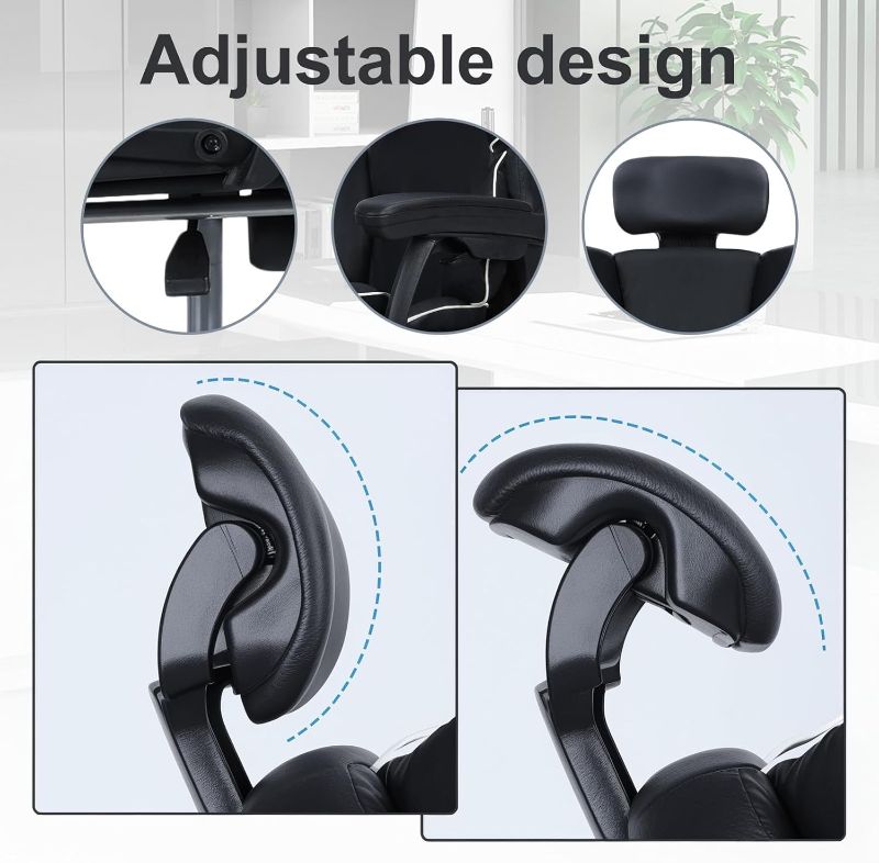 Photo 1 of Desk Office Chair 400lbs, Big Tall Desk Office Chair, Faux Leather Computer Chair, Executive Office Chair with Foot Rest Black