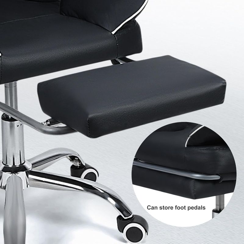 Photo 1 of Desk Office Chair 400lbs, Big Tall Desk Office Chair, Faux Leather Computer Chair, Executive Office Chair with Foot Rest Black