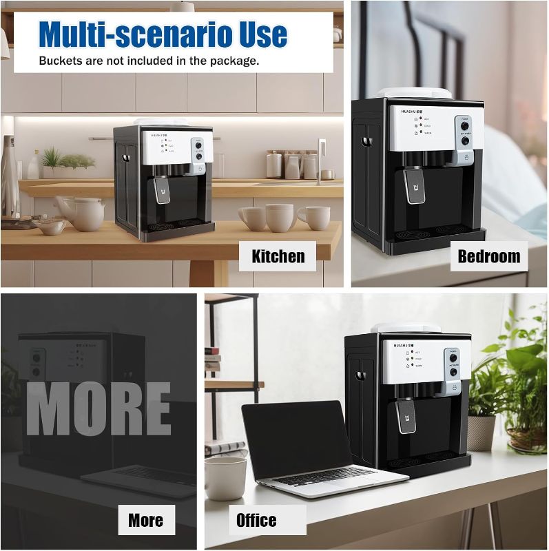 Photo 1 of Top Loading Countertop Water Dispenser, 3 Temperature Settings, 1 to 5 Gallon Ice Hot Cold Water Dispenser Table Top for Home Office School, Ice Water 8-15 ? - 110V 550W (White) (White)