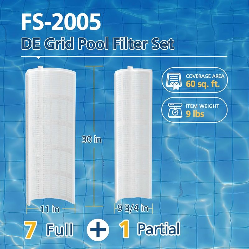 Photo 1 of FS-2005 60 Sq.Ft DE Grid Pool Filter ONLY Compatible with Unicel FS-2005, Filbur FC-9550, Hayward Pro-Grid DE6020 (DEX6000DA), MicroClear DE6000, Pleato PFS3060, PG-1905, 30" High, 7 Full + 1 Partial