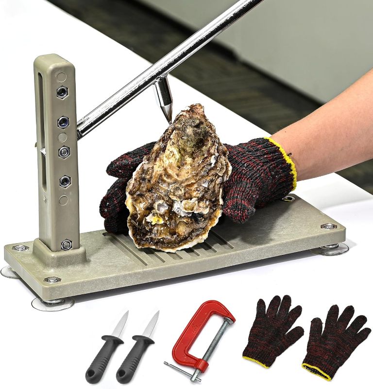 Photo 1 of Oyster Shucker Tool Set, Oyster Clam Opener Machine, Stainless Steel, with 2 Knive & Gloves & G-clip