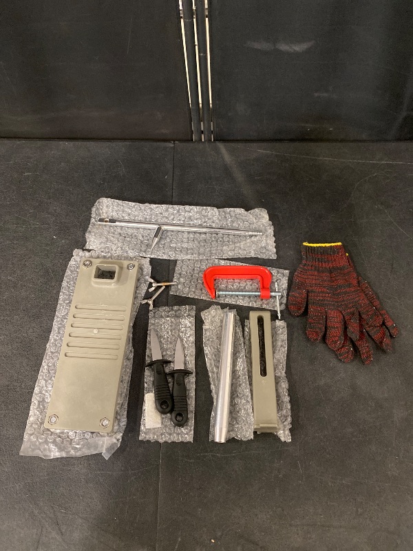 Photo 1 of Oyster Shucker Tool Set, Oyster Clam Opener Machine, Stainless Steel, with 2 Knive & Gloves & G-clip