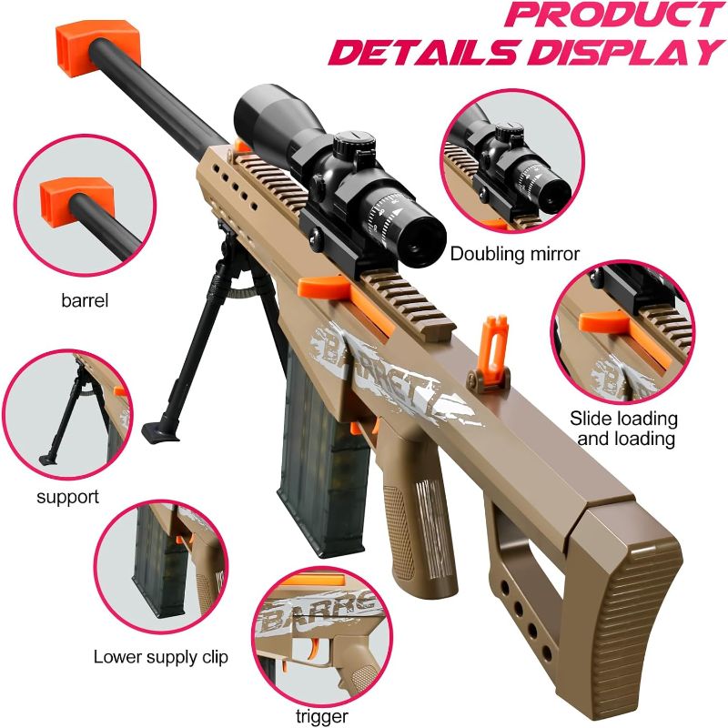 Photo 1 of Soft  Toy  Dart Foam Pellet Blasters Shell ejecting Shotgun Cool Stuff Gifts for boy Age 8+ 9 10 11 12 Year Old Kid Shooting Game with Scope Sniper Rifle (Sand Colored)
