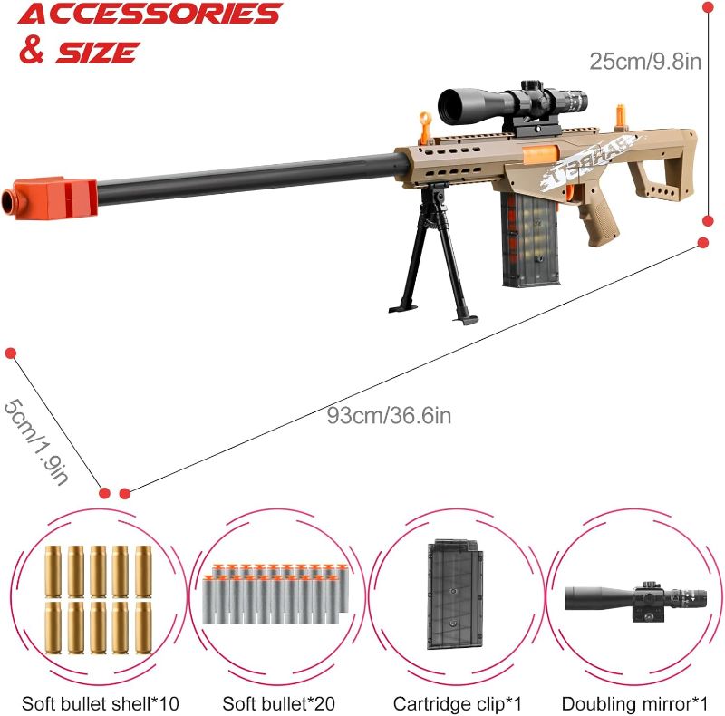 Photo 1 of Soft  Toy  Dart Foam Pellet Blasters Shell ejecting Shotgun Cool Stuff Gifts for boy Age 8+ 9 10 11 12 Year Old Kid Shooting Game with Scope Sniper Rifle (Sand Colored)