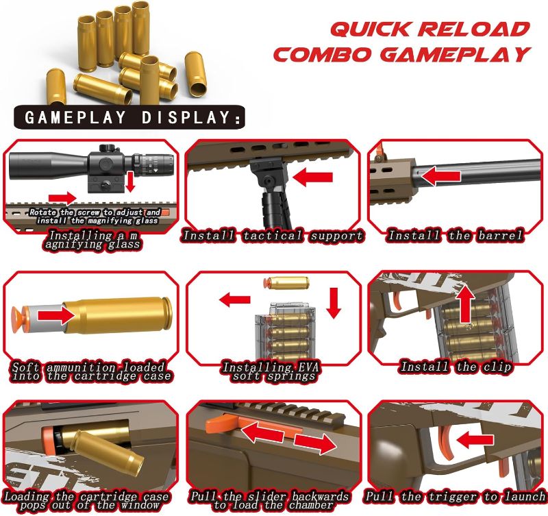 Photo 1 of Soft  Toy  Dart Foam Pellet Blasters Shell ejecting Shotgun Cool Stuff Gifts for boy Age 8+ 9 10 11 12 Year Old Kid Shooting Game with Scope Sniper Rifle (Sand Colored)