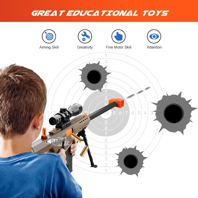 Photo 1 of Soft  Toy  Dart Foam Pellet Blasters Shell ejecting Shotgun Cool Stuff Gifts for boy Age 8+ 9 10 11 12 Year Old Kid Shooting Game with Scope Sniper Rifle (Sand Colored)