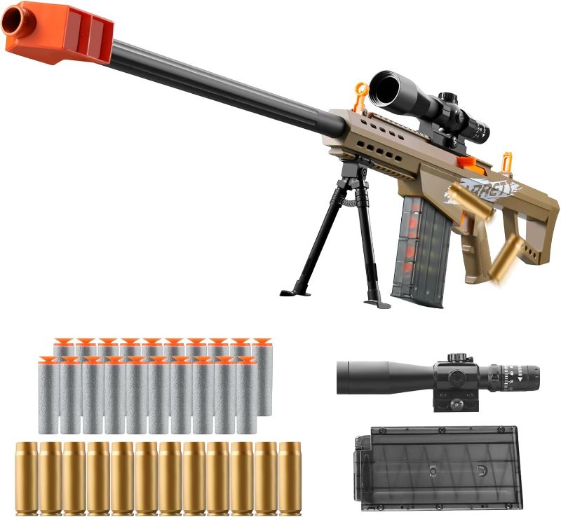 Photo 1 of Soft  Toy  Dart Foam Pellet Blasters Shell ejecting Shotgun Cool Stuff Gifts for boy Age 8+ 9 10 11 12 Year Old Kid Shooting Game with Scope Sniper Rifle (Sand Colored)