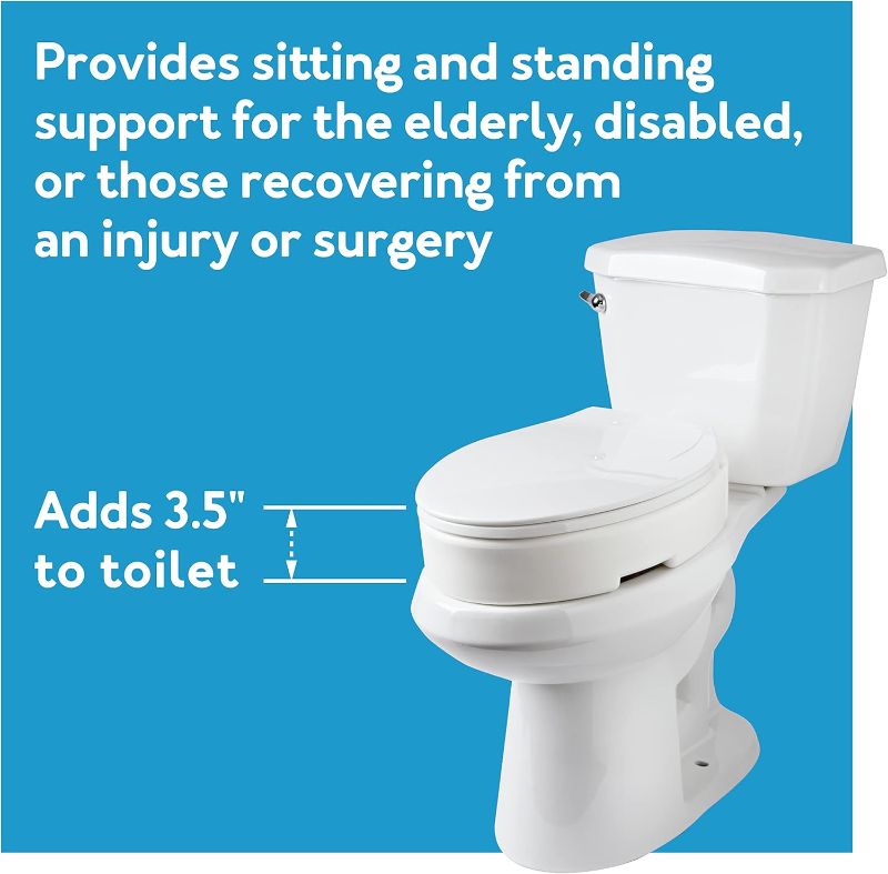 Photo 1 of Carex Elongated Hinged Toilet Seat Riser, Adds 3.5 Inches of Height to Toilet, 300 Pound Weight Capacity, Raised Toilet Seat