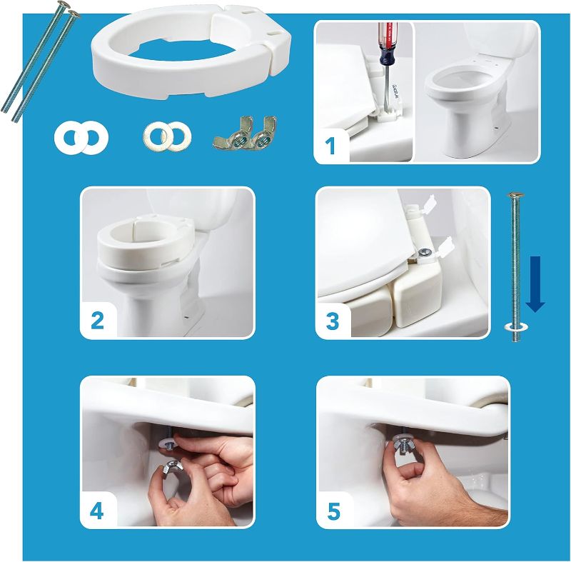 Photo 1 of Carex Elongated Hinged Toilet Seat Riser, Adds 3.5 Inches of Height to Toilet, 300 Pound Weight Capacity, Raised Toilet Seat