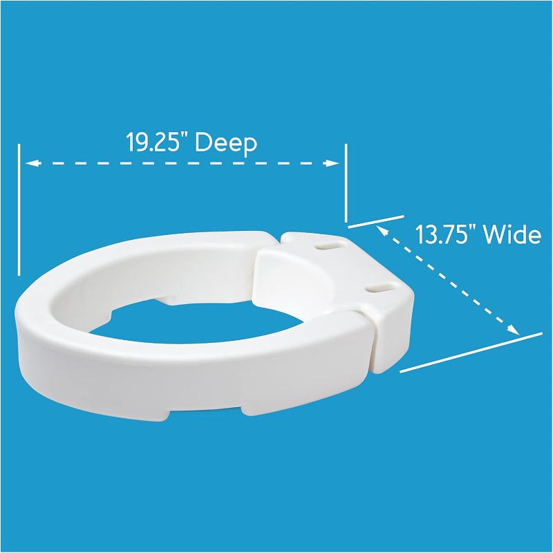 Photo 1 of Carex Elongated Hinged Toilet Seat Riser, Adds 3.5 Inches of Height to Toilet, 300 Pound Weight Capacity, Raised Toilet Seat