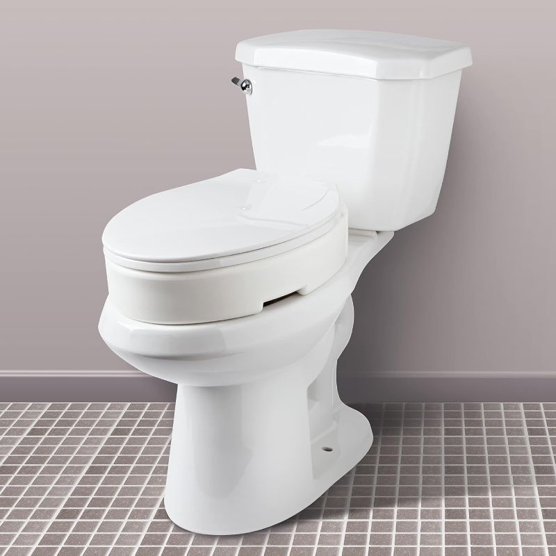 Photo 1 of Carex Elongated Hinged Toilet Seat Riser, Adds 3.5 Inches of Height to Toilet, 300 Pound Weight Capacity, Raised Toilet Seat