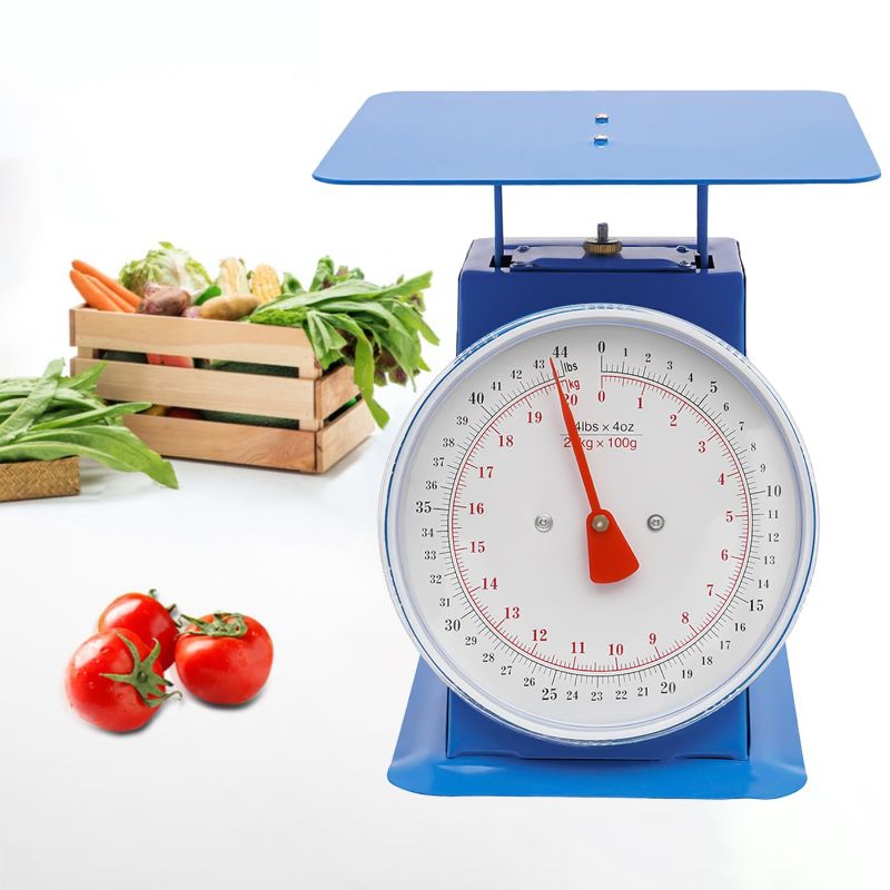 Photo 1 of 44 lbs Mechanical Dial Scale, Stainless Steel Mechanical Kitchen Scale Flat Platform Weighing Food Scale Heavy Duty Portion-Control Mechanical Scale Food Weight Scale for Kitchen