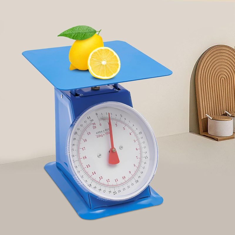 Photo 1 of 44 lbs Mechanical Dial Scale, Stainless Steel Mechanical Kitchen Scale Flat Platform Weighing Food Scale Heavy Duty Portion-Control Mechanical Scale Food Weight Scale for Kitchen