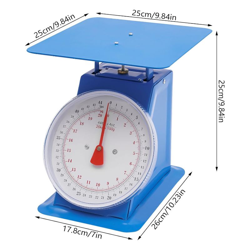 Photo 1 of 44 lbs Mechanical Dial Scale, Stainless Steel Mechanical Kitchen Scale Flat Platform Weighing Food Scale Heavy Duty Portion-Control Mechanical Scale Food Weight Scale for Kitchen
