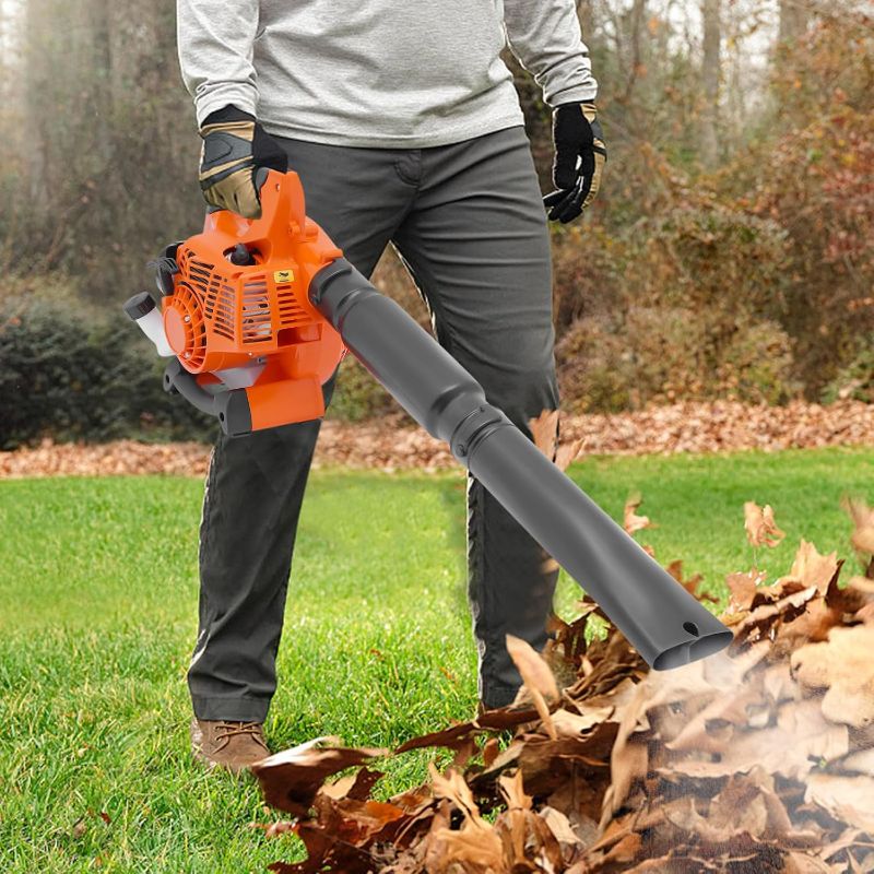 Photo 1 of 25.4cc Handheld Leaf Blower Gas Powered 2-Stroke 7500rpm Commercial Heavy Duty Grass Yard Clean,Handheld Gas Blower Low Noise, 400ml Fuel Tank Capacity (25.4cc 2-Stroke)