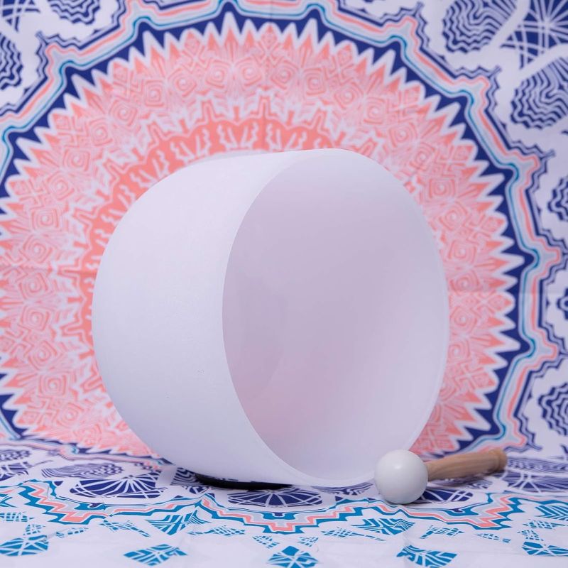 Photo 1 of 432Hz Perfect Pitch E Solar Plexus Chakra Frosted Quartz Crystal Singing Bowl 8 inch mallet & o-ring included