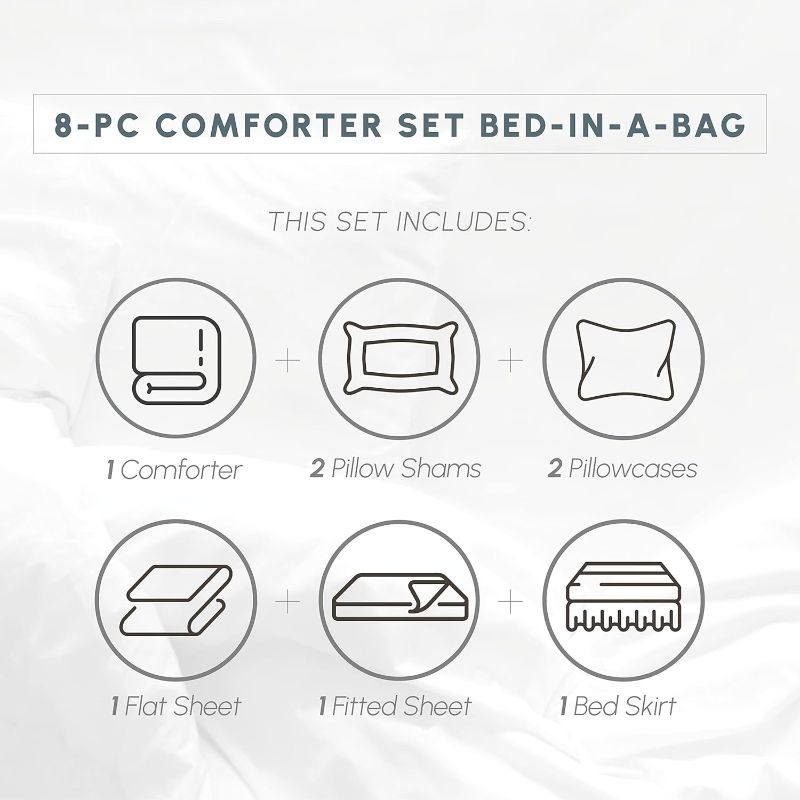 Photo 1 of King/Cal King - Elegant Comfort 8-Piece Pinch Pleated Comforter Set - All Season Complete Bed in a Bag, Includes 4pc Smart Sheet Set, Bed Skirt, Comforter, Matching Pillowcases and Shams, King/Cal King, Dusty Rose