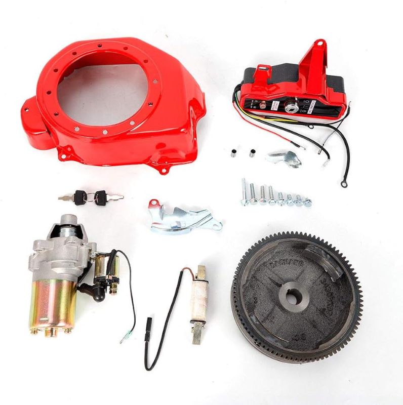 Photo 1 of Electric Start Kit Starter Motor Flywheel Switch For GX160 GX200 with Solenoid FlyWheel Key Switch Charging Coil